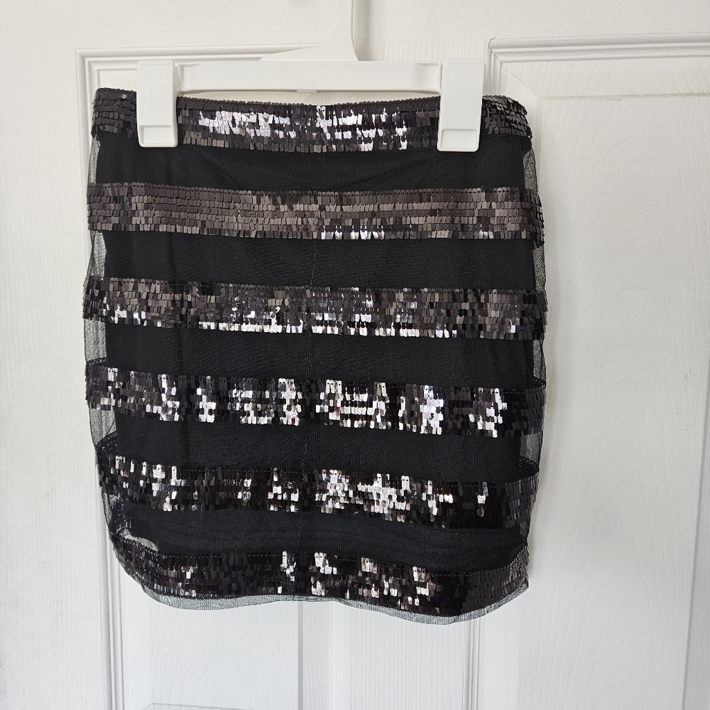 Black sequin mini skirt
